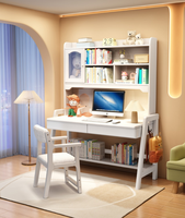 Bureau d'étude en bois massif avec étagère et hauteur réglable pour enfants et bureau à domicile - Vente en gros