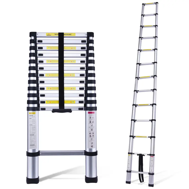 Portable Lightweight Folding Telescopic Ladder Single Extendable Collapsible Ladder Aluminum Ladder Foldable