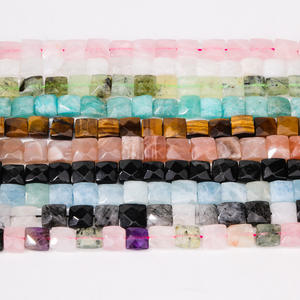 Venta al por mayor AAA grado hecho a mano DIY joyería <span class=keywords><strong>accesorios</strong></span> Natural <span class=keywords><strong>aguamarina</strong></span> amatista cuentas cuadradas turmalina collares semiacabados - Product Image 4