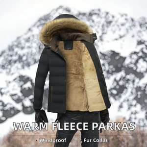 Parka informal de moda de otoño para hombre, chaqueta de lana gruesa cálida de invierno con capucha impermeable y cuello de piel con cierre de cremallera - Product Image 2