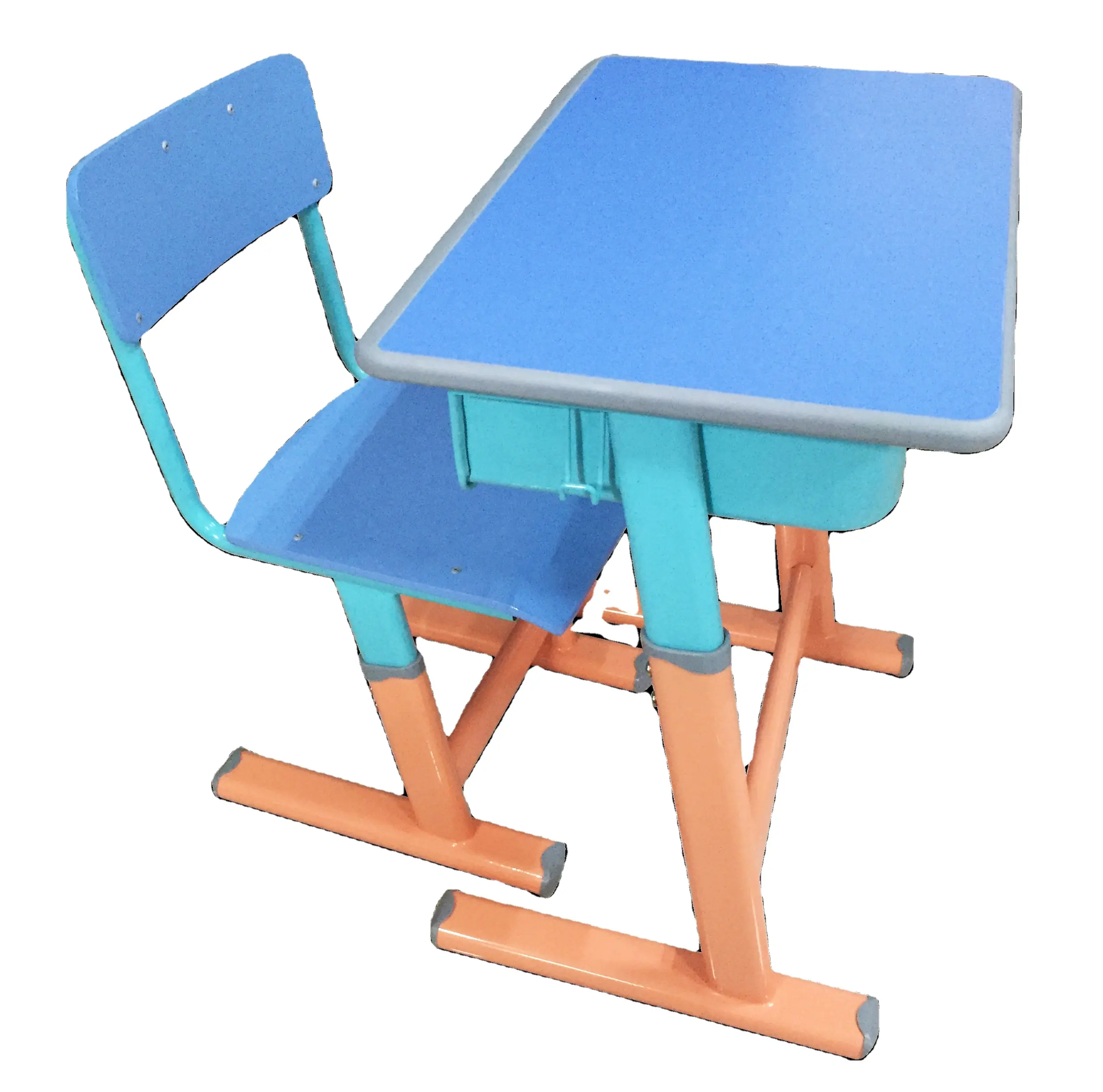 Sınıf odası lise seti için kontrplak ve metal masa ve sandalye sandalyeler ile özel logo masa ilkokul derslik sırası