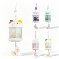 Porte-clés Chat en Cristal, Pendentif Chat de Dessin Animé, Contenant en Acrylique avec Pierre de Cristal Naturelle, Breloque Clé, Décoration Souvenir, Vente en Gros