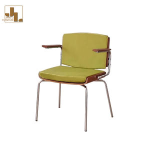 Современный винтажный гостиничный Ресторан деревянный + металлический каркас обеденный стул гостиная спальня бархатное кресло мебель - Product Image 6