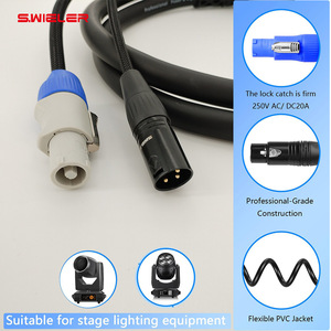 <span class=keywords><strong>Combo</strong></span> 2 câbles <span class=keywords><strong>XLR</strong></span> et 1 câble d'alimentation CA 13/16awg 1,5/2,5 mm Fil électrique en cuivre Câble hybride pour l'éclairage de scène Connexion Powercon Dmx - Product Image 2