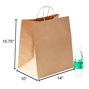 Wholesale Custom Packaging Craft Brown Kraft Paper Shopping Bag <b>Extra</b> <b>Large</b> Wide Base Bottom Kraft Paper Bags for Pizza - Product Image 1