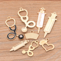 Mixte DIY Accessoires Médicaux Alliage Émail Seringue Stéthoscope Infirmière Accessoires Pendentif