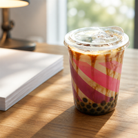 Gobelets à café jetables écologiques transparents personnalisés avec couvercles en dôme à paroi simple, tailles 12oz/16oz/32oz
