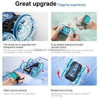 2.4G double RC montre cascadeur voiture jouets étanche véhicule geste Induction rapide Double face voiture amphibie avec lumières