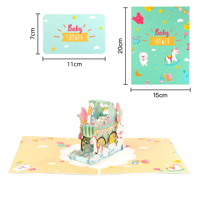 3d Schattige Dieren Pop-Up Baby Shower Kaart, 3d Groet Pop-Up Verjaardagskaart Voor Baby Kinderen Kinderen