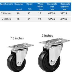 Schwarzes 1,5 2 Zoll Universal <span class=keywords><strong>Caster</strong></span> Weich gummi rad mit Edelstahls cheibe für Möbel lager Kleine Rad schraube - Product Image 4