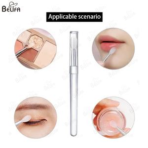 Nuevo con tapa de cubierta Mini cepillo sombra de ojos Color de labios Máscara de labios Aplicador de Arte de uñas Crystal Stick cepillo de brillo de labios de silicona transparente - Product Image 3
