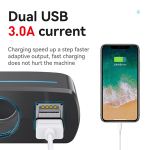 Cargadores Adaptadores de Corriente de 12-24V CC con <span class=keywords><strong>Doble</strong></span> Puerto USB, Divisor de Encendedor de Cigarrillos ABS con Carga Rápida QC3.0 para Automóviles - Product Image 4