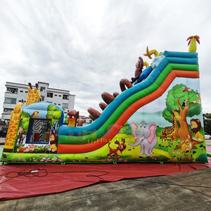 Double sided kids outdoor party jumpers bounce house <b>large</b> bouncy castle toboggan gonflable inflatable safari <b>slide</b> - Product Image 3
