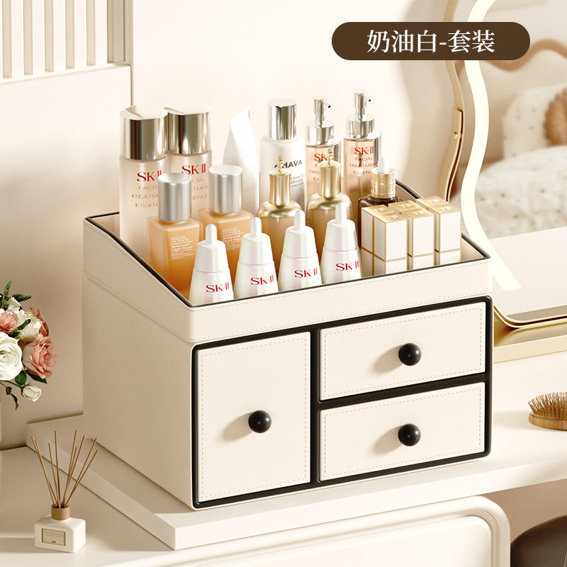 Combinación-crema blanca-caja de almacenamiento de cosméticos