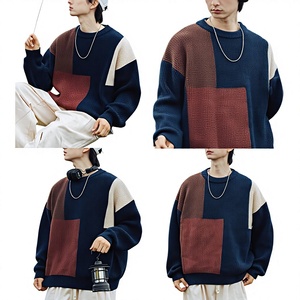 <b>Mens</b> Color Block <b>Sweater</b> Long Sleeve Crew <b>Neck</b> Knit Winter <b>Sweater</b> Warm Breathable Anti Pilling Casual <b>Sweater</b> Custom Logo - Product Image 2