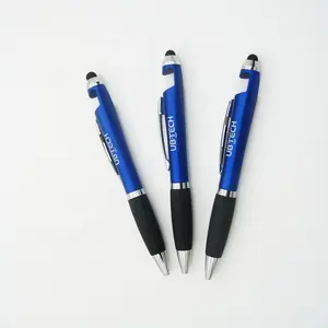 定制二合一手写笔圆珠笔塑料品牌软触摸握笔圆珠笔，带手写笔，用于促销