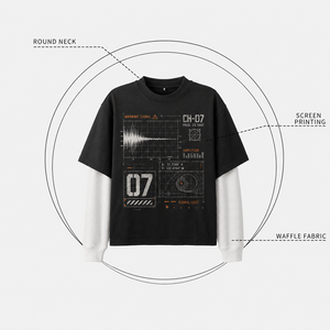 เสื้อยืดแขนยาวสองชั้น 400 กรัม ผ้าฝ้าย 100% พิมพ์ลายกราฟิกทรงโอเวอร์ไซส์ แขนวาฟเฟิล เนื้อผ้าหนา สไตล์สตรีทแวร์ สำหรับผู้ชาย - Product Image 2