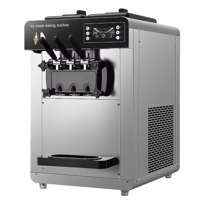 ماكينة الآيس كريم الأوتوماتيكية توضع على الطاولة، آلة صنع الآيس كريم، ماكينة الآيس كريم الناعم التجارية لمقهى الأعمال