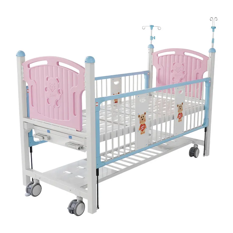 Manufacturer Supply hospital stainless steel pediatric pretty infant baby cot manual hospital medical children beds