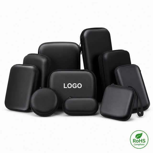 Waterproof Small Headphone Earbud Carrying Storage Pouch Black Eva Mini Earphone Charging Case With Zipper Custom Logo