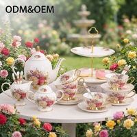 Lots de boîtes cadeaux écologiques personnalisables en gros – Tasses et soucoupes à café en céramique florales simples 250 ml pour hôtels, bars et restaurants