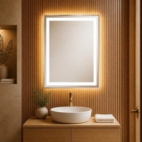 Miroir de salle de bain LED certifié UL, 28 x 20 pouces, rétroéclairé, avec commande tactile et lumière à intensité variable, pour hôtel et appartement