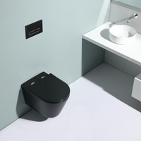 WC suspendu Western Cera avec réservoir encastré, cuvette de toilette murale noire mate sans bride