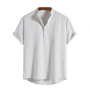Chemise décontractée à carreaux pour homme DAN500, boutonnage simple, tricotée, écologique, service OEM, blanche - Product Image 2