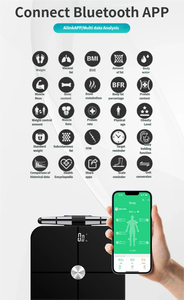 Bilancia impedenziometrica a otto elettrodi con controllo tramite app, bilancia elettronica intelligente per la misurazione della perdita di grasso, alimentata da 4 batterie da 1,5 mAh, G71E-BT - Product Image 4