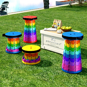 Tabouret pliable télescopique rond en PP rétractable pour le camping et les pique-niques en plein air - Product Image 3