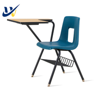 Chaise d'étudiant avec bureau intégré pour salle de classe, mobilier scolaire, chaise de formation en plastique et métal avec tablette intégrée pour écoles et bureaux