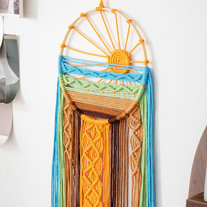 Arte Murale Boho in Macramè con Motivo Alba e Tramonto, <span class=keywords><strong>Acchiappasogni</strong></span>, Decorazione da Parete per Camera da Letto e Soggiorno 25*70cm - Product Image 2