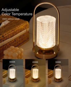 1200mAh cảm ứng mờ vô cấp mờ kim loại + tinh thể nhựa ấm trắng thiên nhiên trắng lạnh đèn bàn trắng - Product Image 2