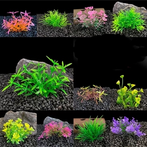 Acquario di pesce paesaggio di simulazione di plastica piante acquatiche fiori artificiali erba alghe acquario in miniatura paesaggio piante - Product Image 2