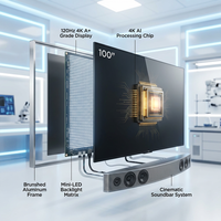 Televisor Inteligente WiFi Ultrafino de 100 Pulgadas y Alta Definición 4K, Ideal para Hoteles