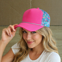 Gorra de béisbol de malla de 5 paneles Hot Pink Flamingo, ajustable con cierre a presión, transpirable, con visera curva, estilo camionero, ideal para verano, del fabricante.
