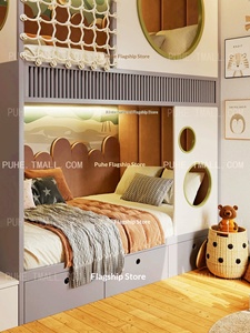 <span class=keywords><strong>Lit</strong></span> superposé double moderne et minimaliste pour garçon, en bois massif, <span class=keywords><strong>avec</strong></span> design en forme de cabane dans les arbres et structure en corde, pour enfants, <span class=keywords><strong>avec</strong></span> <span class=keywords><strong>rangement</strong></span>, <span class=keywords><strong>lit</strong></span> mezzanine - Product Image 2