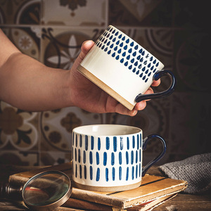 Hand-painted Retro Style Drinkware Portable Ceramic <strong>Japanese</strong> Breakfast Cup Coffee Mug for <strong>Cafe</strong>, <strong>Tea</strong> House, Home, Office