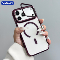 Coque magnétique transparente anti-jaunissement de haute qualité VAWI B390 avec support de cadre d'objectif métallique pour iPhone 17 18 Pro Max