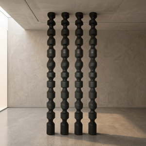Juego de 4 Postes de Madera Negra con Cuentas, Barandilla de Escalera Tradicional India Hecha a Mano con Madera Dura y Tema Natural - Product Image 2