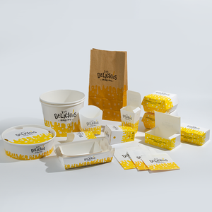 Vente en gros Assiettes et bols en <span class=keywords><strong>carton</strong></span> de qualité alimentaire jetables en <span class=keywords><strong>carton</strong></span> avec logo personnalisé Emballage alimentaire à emporter pour hamburger poulet frit - Product Image 6