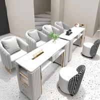 Ensemble table et chaise de manucure au design moderne pour salon de manucure, en métal, avec aspirateur et canapé de salon pour institut de beauté