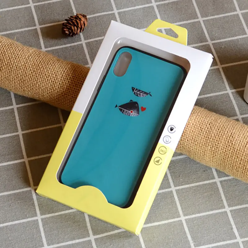 사용자 정의 디자인 작은 접이식 판지 휴대 전화 케이스 소매 종이 상자 포장 창