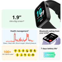 Montre intelligente Traqueur de sport Moniteur d'oxygène dans le sang, le cœur Boîte d'emballage personnalisée avec logo du client Montre intelligente à bracelet noir mondial