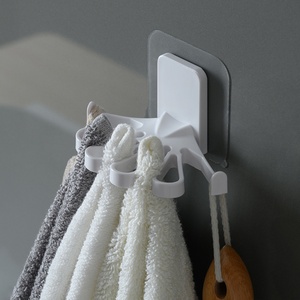 High-capacity <b>Wall</b> Rack Bathroom Towel Rack Self-adhesive Plastic <b>Hook</b> Storage Towel Storage Rack - Product Image 4