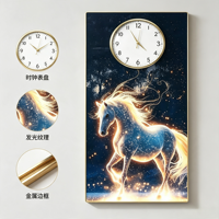 Horloge murale numérique silencieuse en porcelaine de cristal de luxe, impression numérique sur toile, avec cadre, pour usage intérieur, base en papier