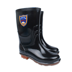Bottes de pluie en caoutchouc noires mi-mollet, épaisses, antidérapantes, pour le travail, pour hommes, usage extérieur - Product Image 2