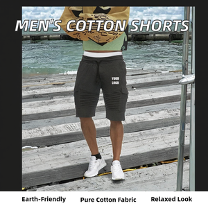 Pantalones Cortos Cargo Casuales para Hombre, Corte Ajustado, Deportivos, de Playa, 100% Algodón, Transpirables, Antiarrugas, Ecológicos, Modernos y Rectos - Product Image 2