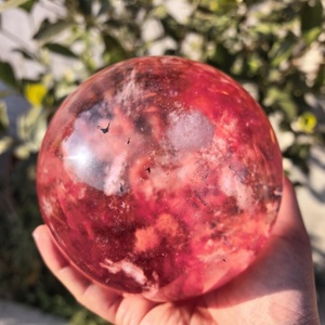 Natural Red Smelted Crystal Sphere With Wooden Base Decorative <b>Gem</b> Ball for Home Ornament Meditation Collection Spiritual <b>Craft</b> - Product Image 6