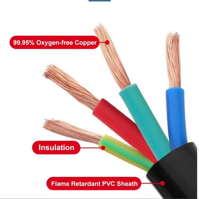 High Quality 3 Core 1mm² Stranded RVV Flexible Copper Wire PVC Insulated Power Cord Control Cable 300V CE RoHS